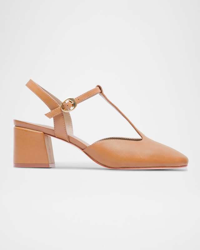 Romi Leather T-Strap Pumps